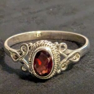 🆕 Artisan Genuine Red Garnet Ring 925 Sterling Silver Ring Size 11